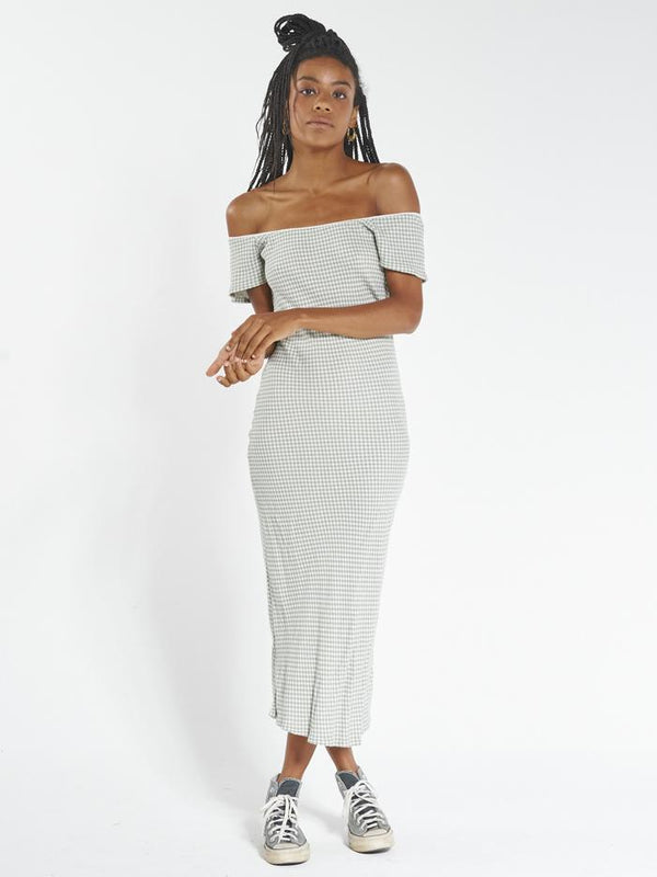 Aalto Square Neck Bias Dress - Eucalyptus