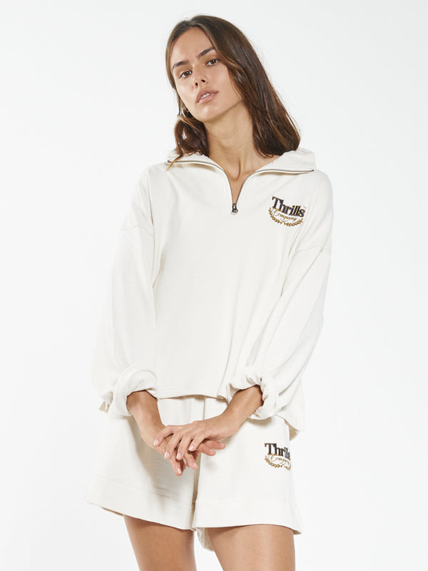 Deluxe 3/4 Zip Pullover - Unbleached