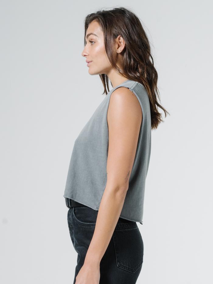 Minimal Thrills Crop Muscle - Washed Grey