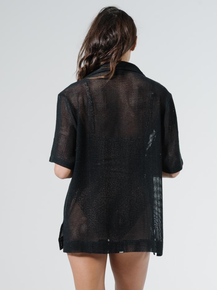 Mesh Slouch Shirt - Black