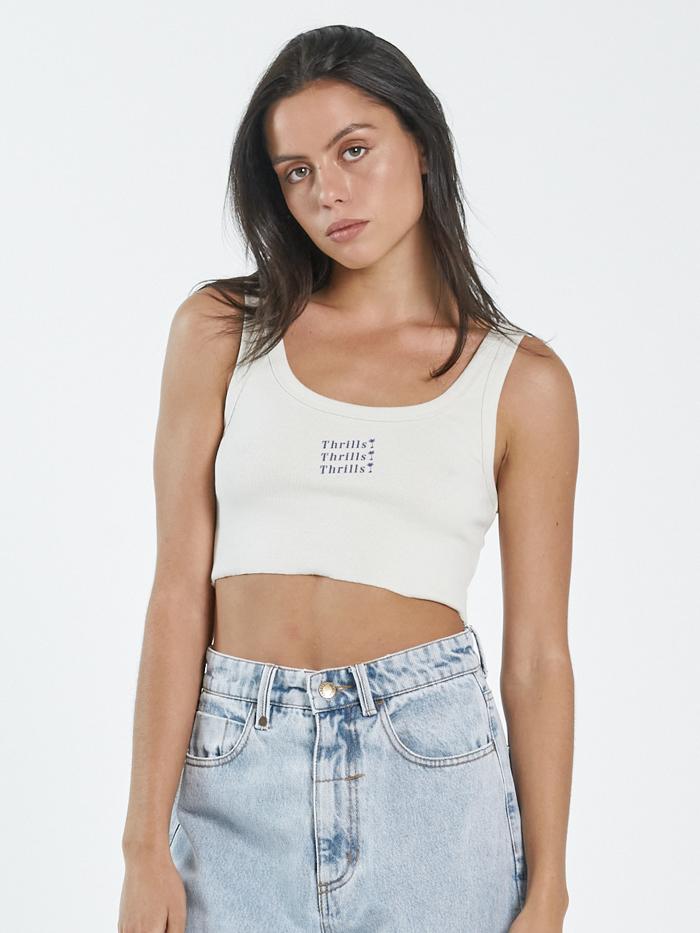 Thrills Unlimited Retro Crop Tank - Heritage White