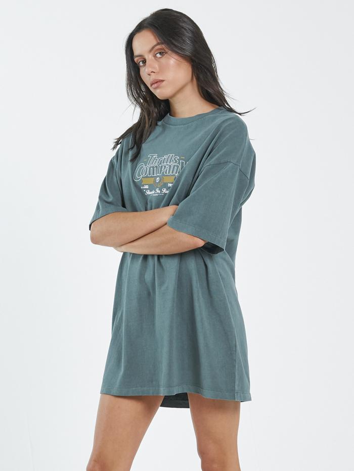 Full Strength Box Fit Tee Dress - Vintage Teal