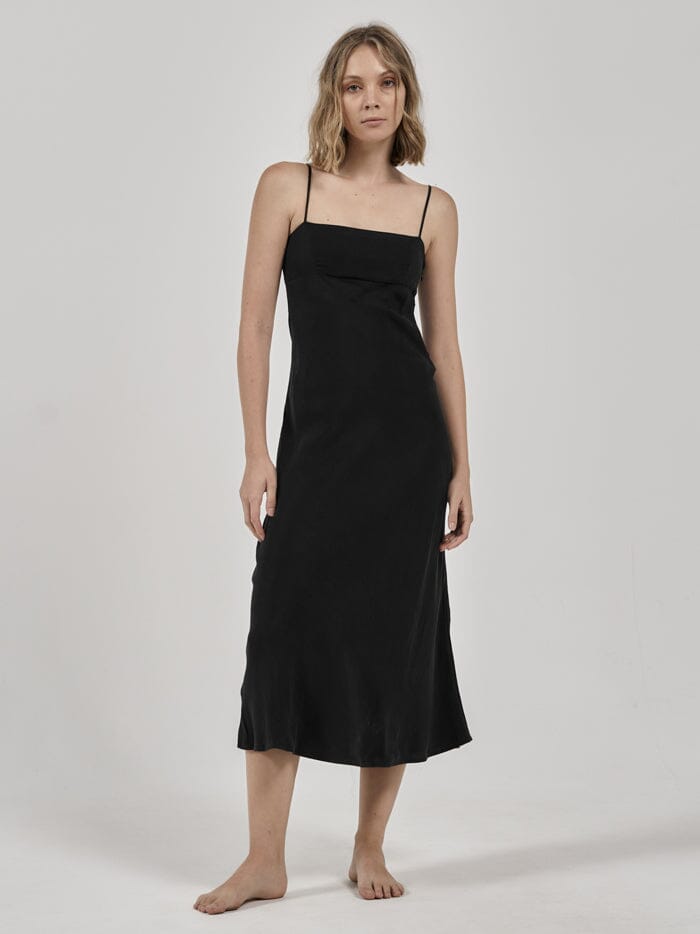Inez Mid Length Slip Dress - Antique Black