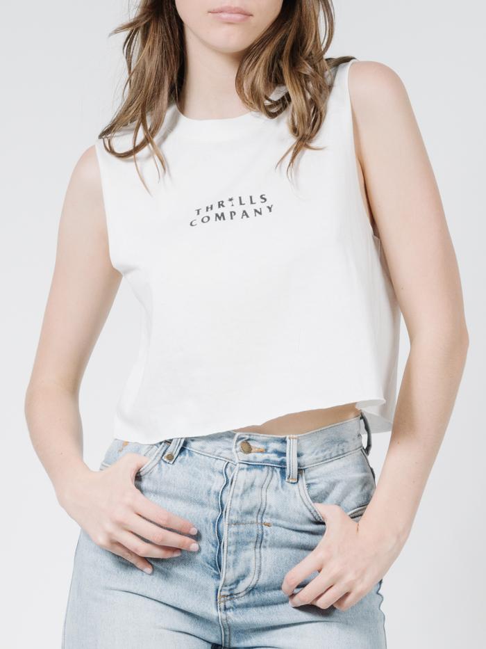 Palmed Thrills Company Crop Muscle - Dirty White