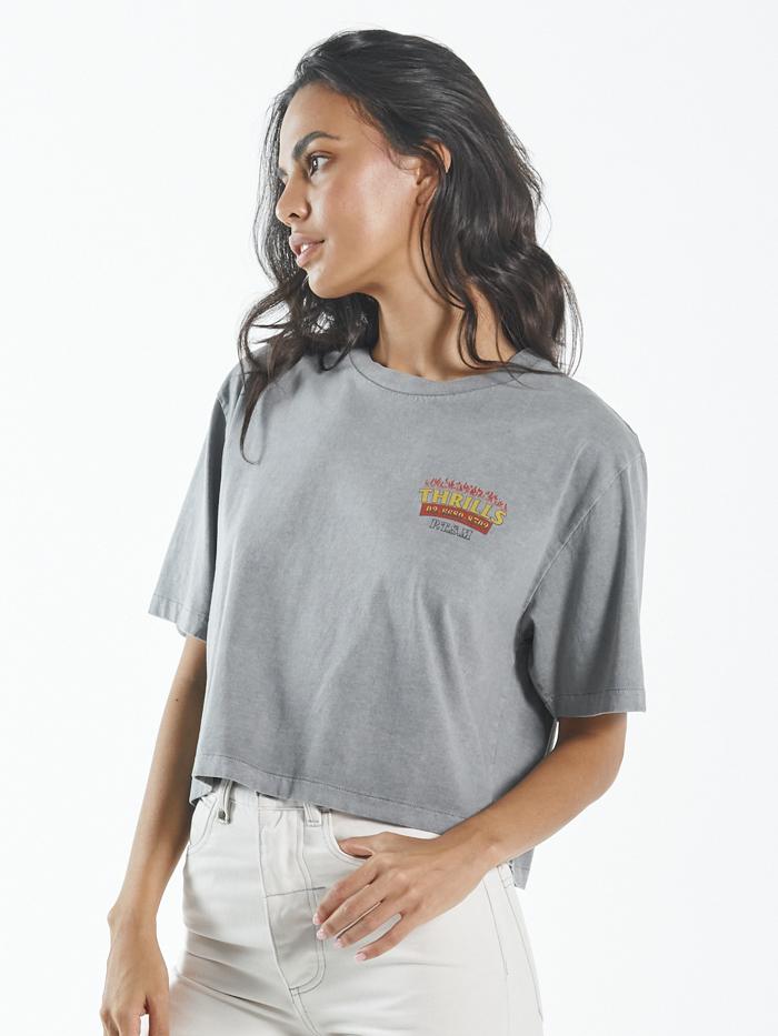 Wings of Fire Crop Merch Fit Tee - Washed Grey