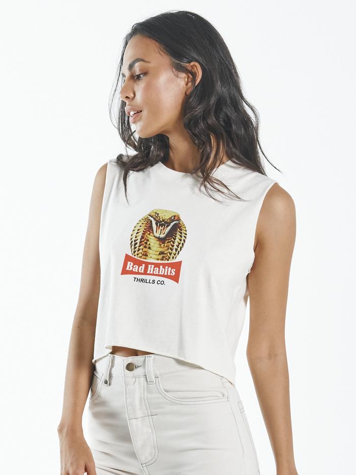 King Habits Crop Muscle - Heritage White