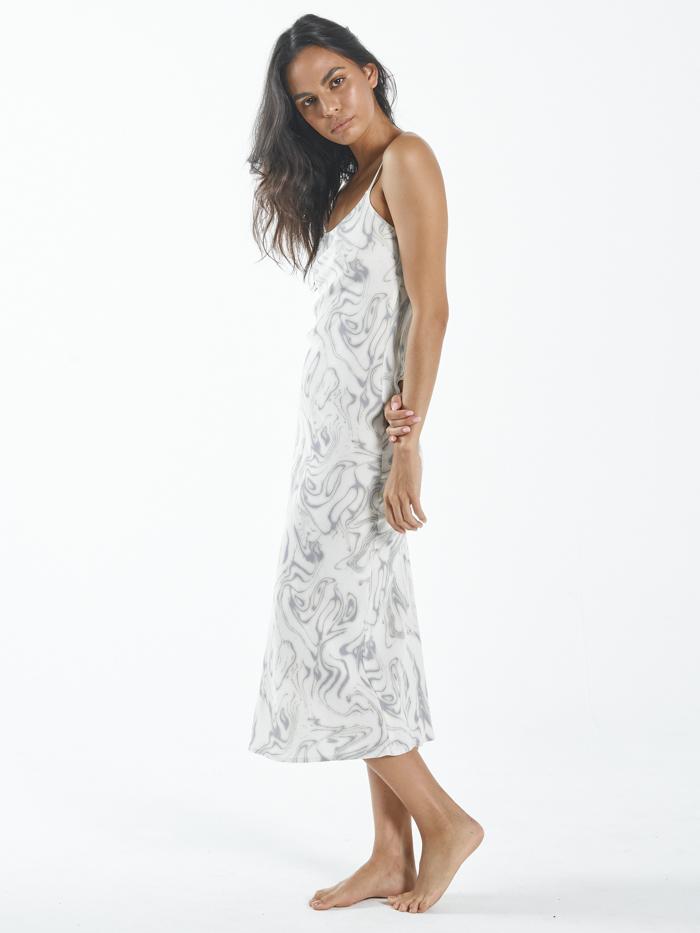 Marbled Paradise Bias Dress - Tofu