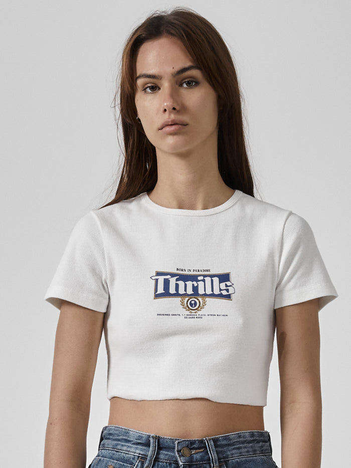 King Of Thrills Baby Crop Tee - Dirty White