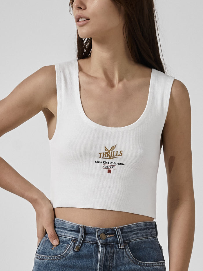 Golden Paradise Crop Rib Singlet  - Dirty White