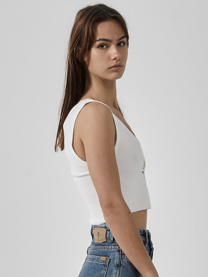 Golden Paradise Crop Rib Singlet  - Dirty White