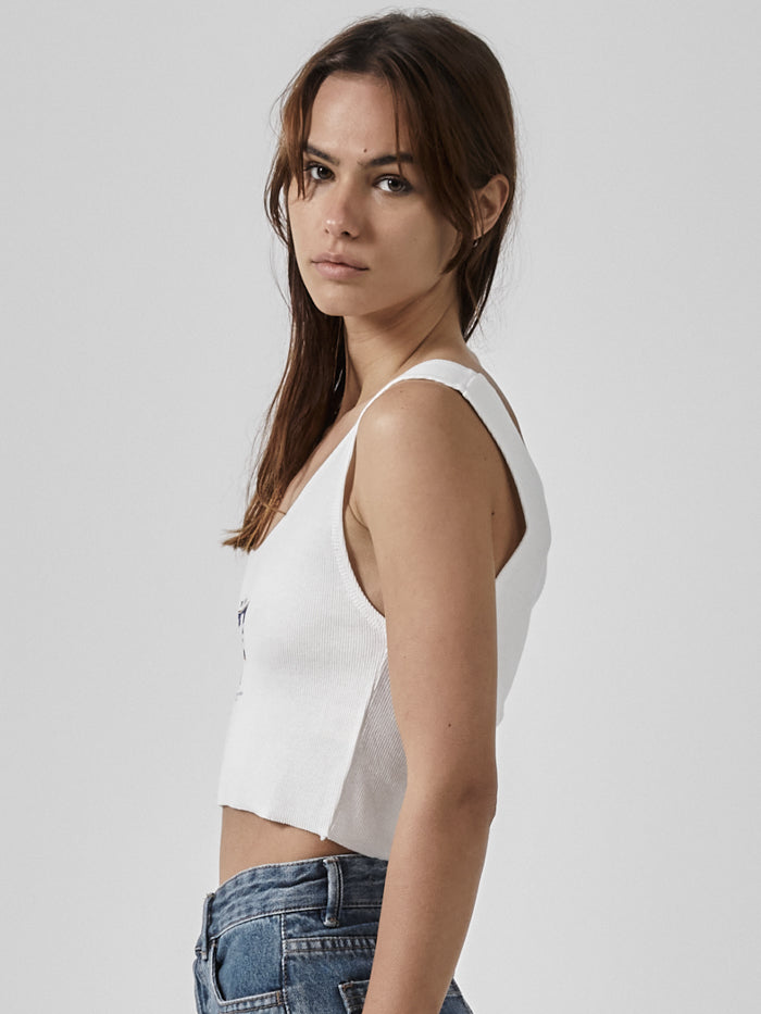 King Of Thrills Crop Rib Singlet - Dirty White