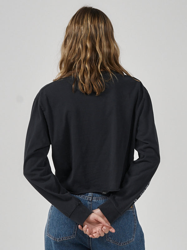 Iron Eagle LS Merch Super Crop Tee - Twilight Black