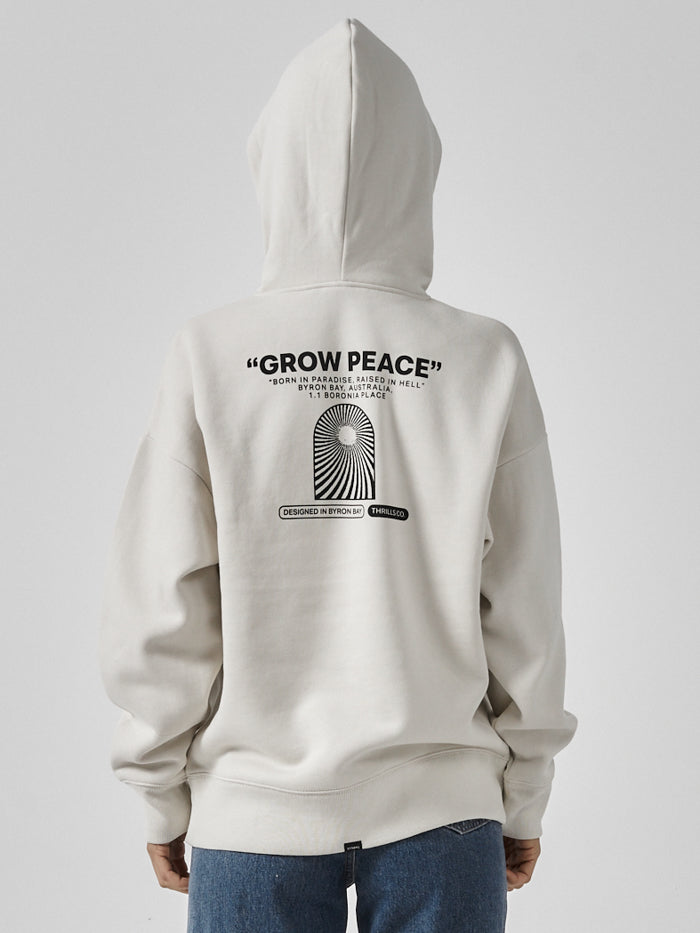Grow Peace Fleece Hood - Heritage White