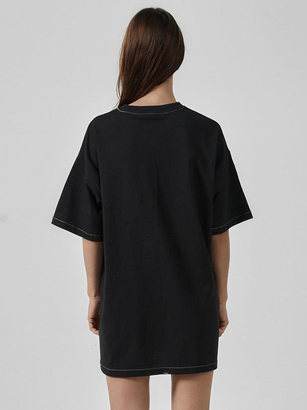 Infinite Thrills Box Fit Tee Dress - Black