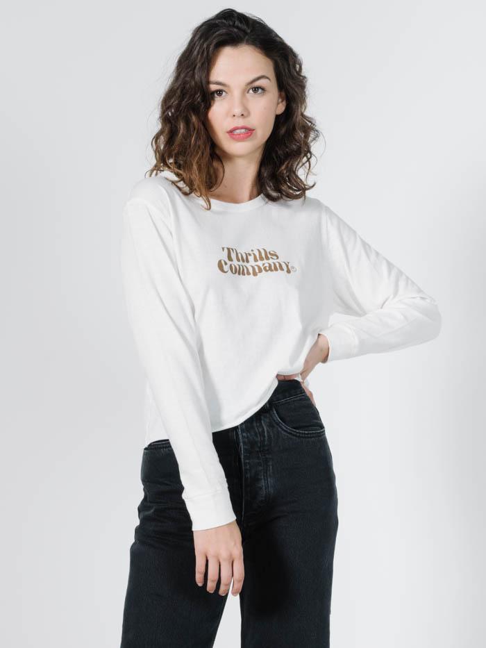 Truckin' Crop LS Tee - Dirty White