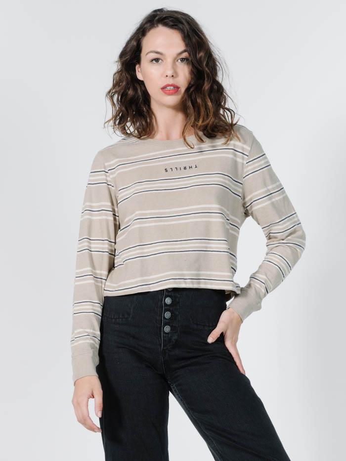 Memory Stripe Crop LS Tee - Oxford Tan