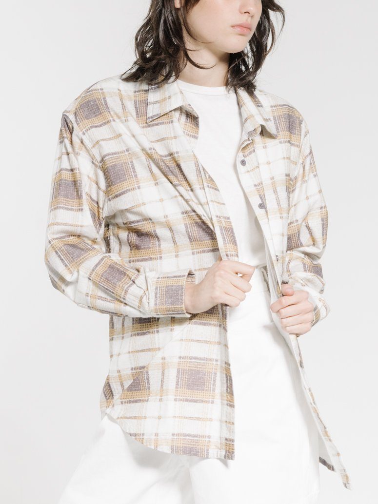 Fire Rose Oversized Flannel Shirt - Mineral Yellow