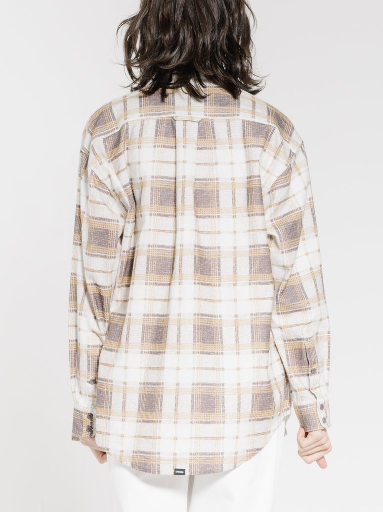 Fire Rose Oversized Flannel Shirt - Mineral Yellow