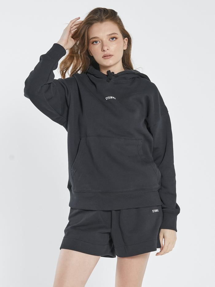 Minimal Thrills Fleece Hood - Washed Black
