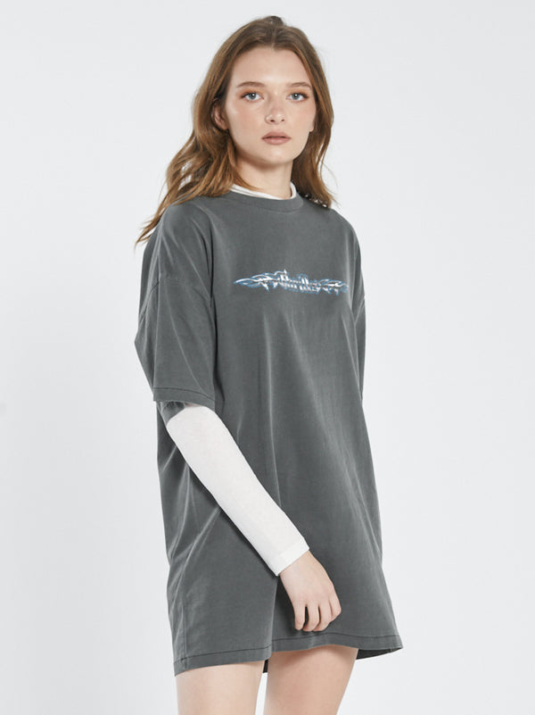 Turbulent Box Fit Tee Dress - Merch Black