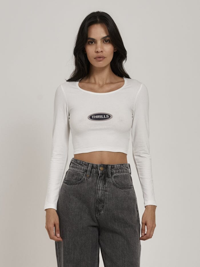 Emblem LS Baby Tee - Dirty White