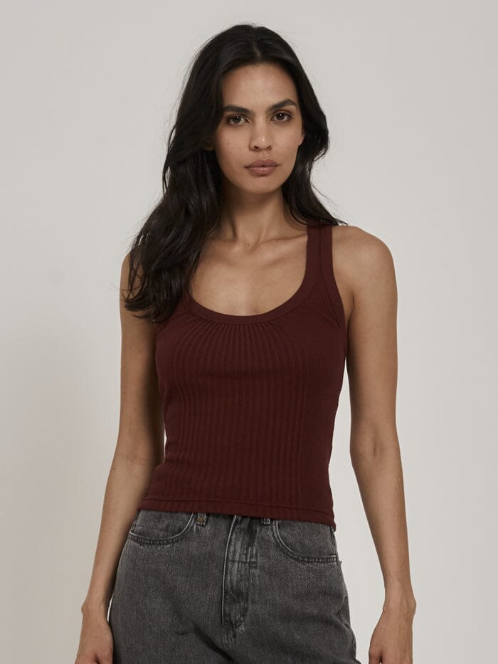 Ribbed Plunge Tank - Ruby Wine