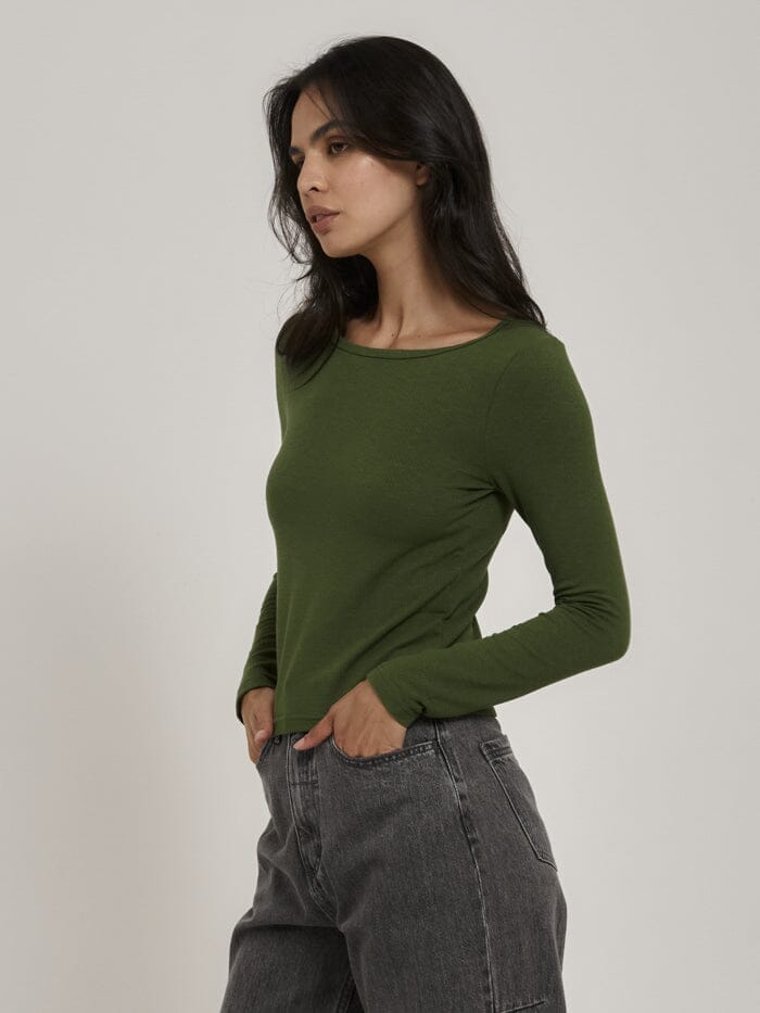 Hemp Rib LS Tee - Kiwi Green