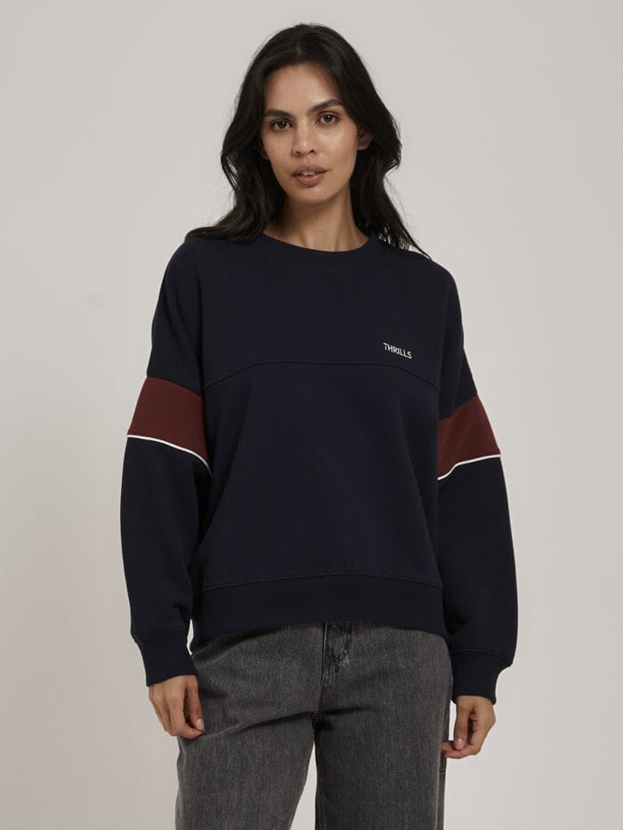 Emblem Panel Super Slouch Crew - Navy