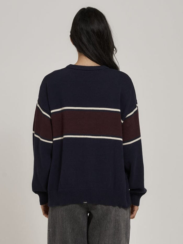 Emblem Panel Super Slouch Knit - Navy