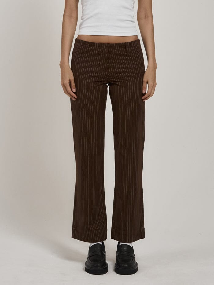 Brit Pinstripe Pant - Brown